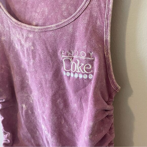Coca Cola Enjoy Embroidered Side Cinch Ribbed Tank Тор - Picture 4 of 9
